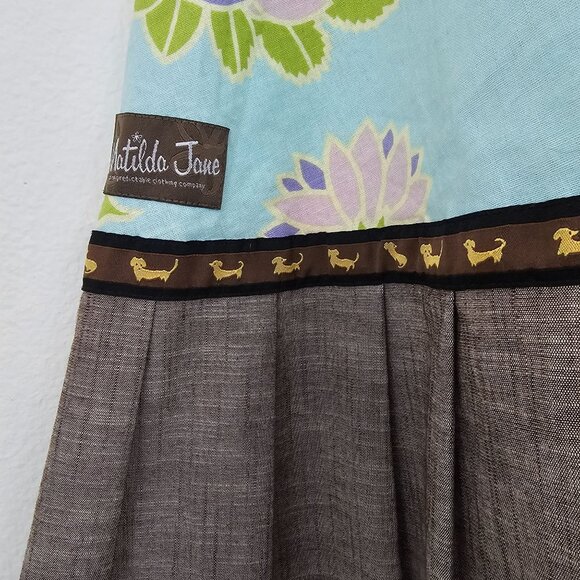 Matilda Jane Womens Sz M Linen Blend Patchwork Floral Print Pleated Hem Skirt - Picture 11 of 13